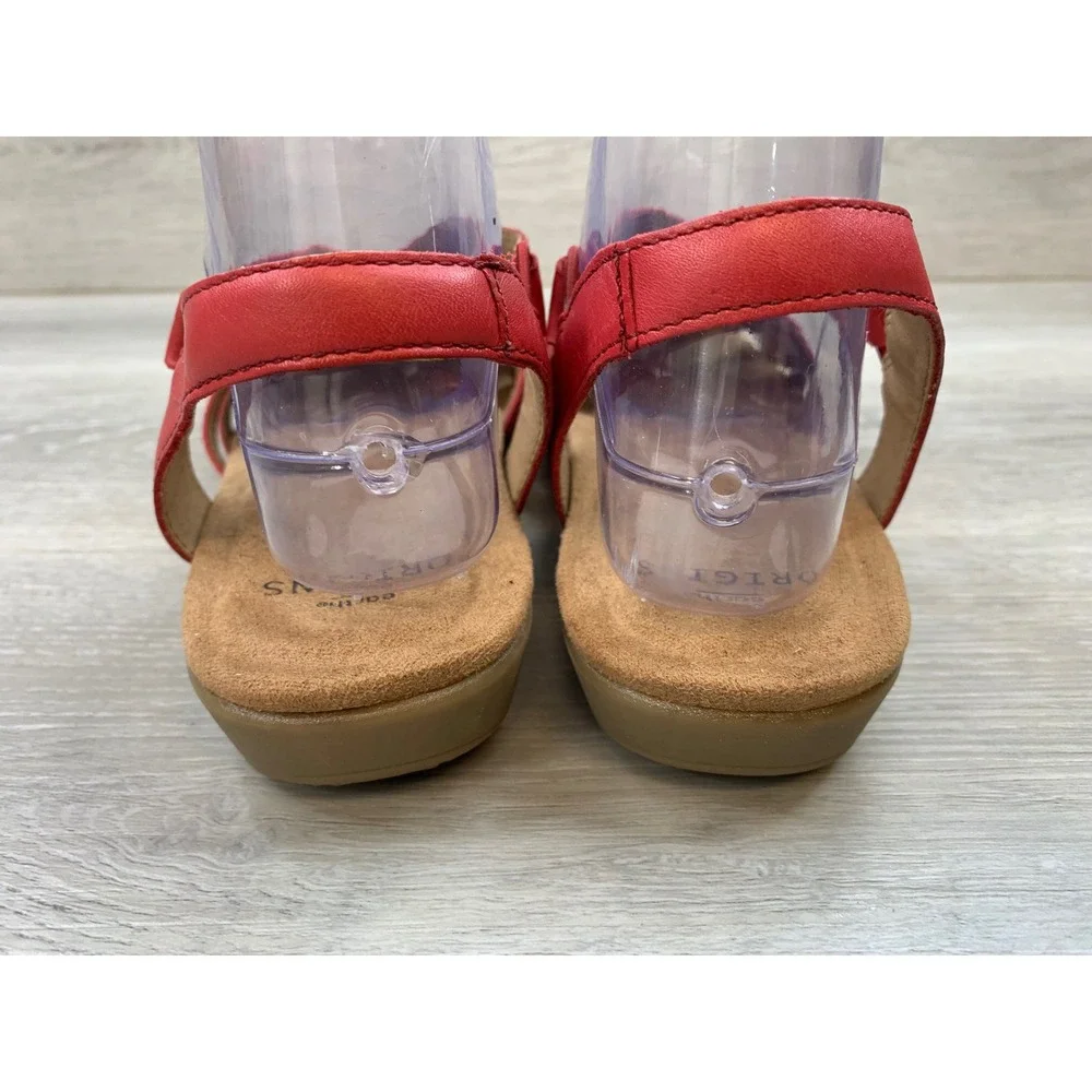 Earth Origins Berri Red Leather Fisherman Sandals Women's 10 Slingback Flat Shoe